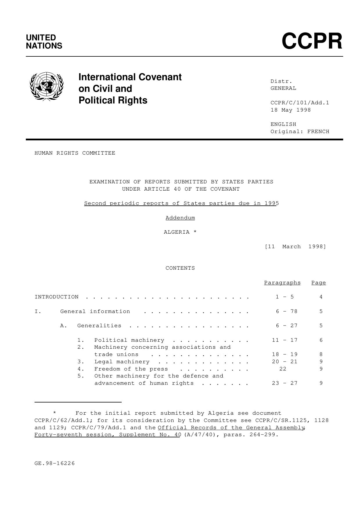 [CCPR HEADED PAPER] Distr