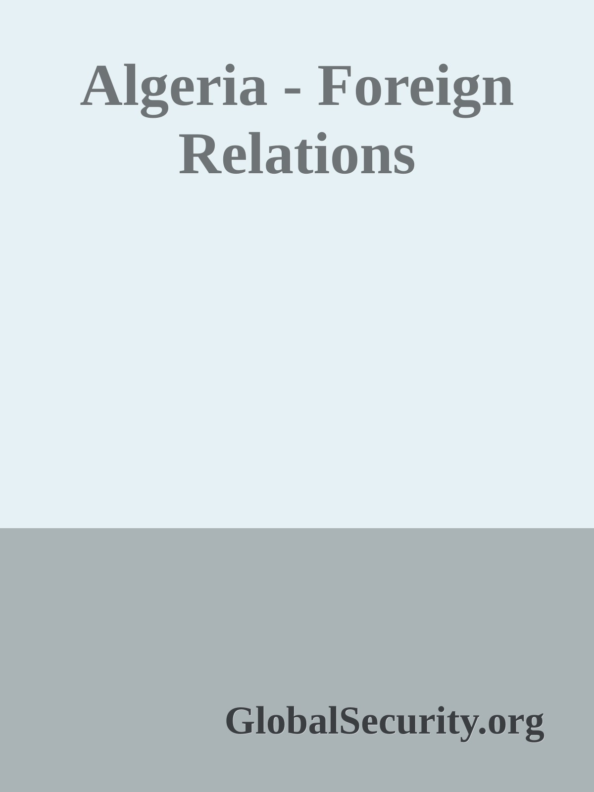 Algeria - Foreign Relations